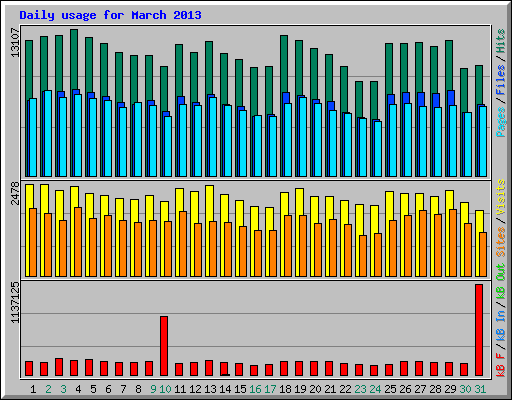 Daily usage for March 2013