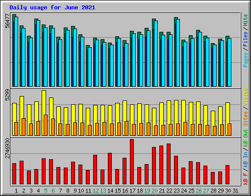 Daily usage for June 2021
