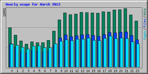 Hourly usage for March 2013